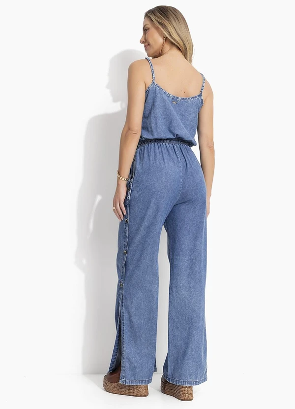 Quintess - Macacão Azul Longo com Botões nas Laterais 2