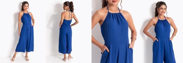 Macac�o Azul Royal em Viscose Sarjada