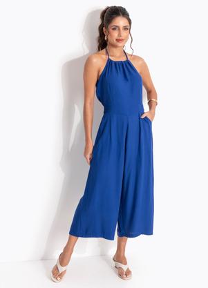 Macac�o Azul Royal em Viscose Sarjada