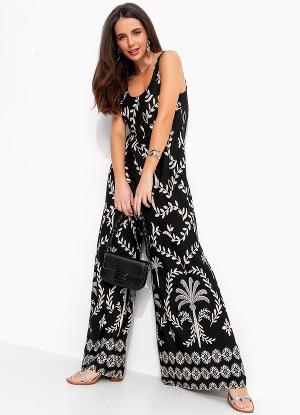 Quintess - Macacão Barrado Coqueiros em Malha de Viscose 5