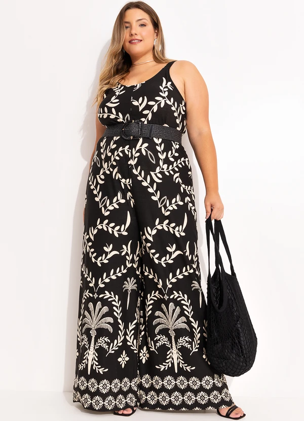 Quintess - Macacão Barrado Coqueiros em Malha de Viscose 7