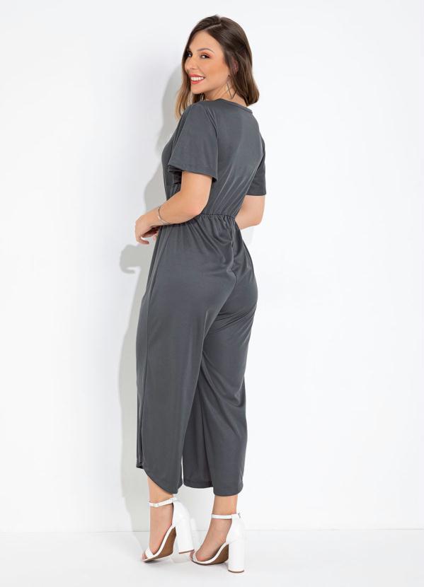 Moda Pop - Macacão Cinza com Cordel 2