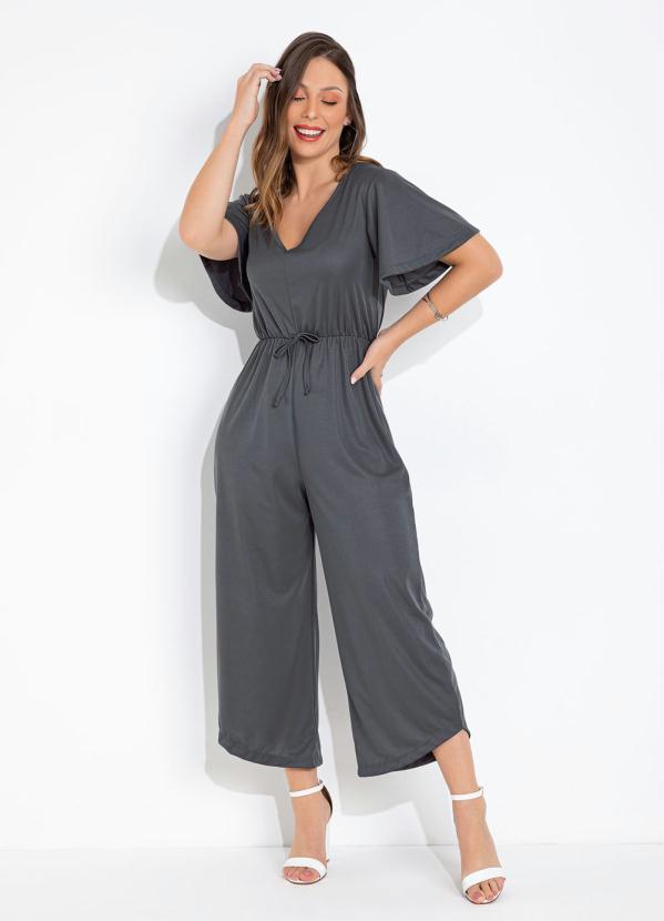 Moda Pop - Macacão Cinza com Cordel 3