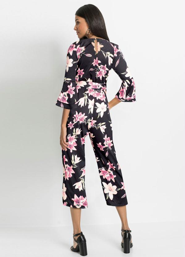 Outlet - Macacão com Amarração Floral Dark 2