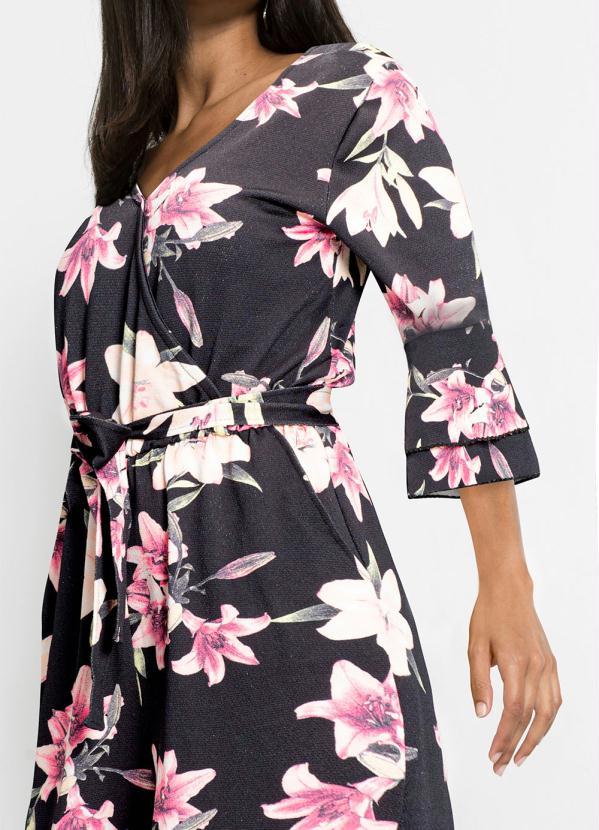 Outlet - Macacão com Amarração Floral Dark 3