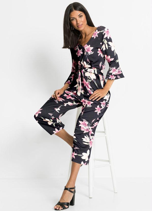 Outlet - Macacão com Amarração Floral Dark 5