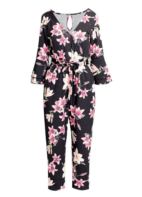 Outlet - Macacão com Amarração Floral Dark 6