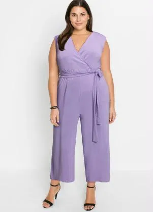 Queima Estoque - Macacão com Bolsos e Amarração Lilás - QUEIMA ESTOQUE