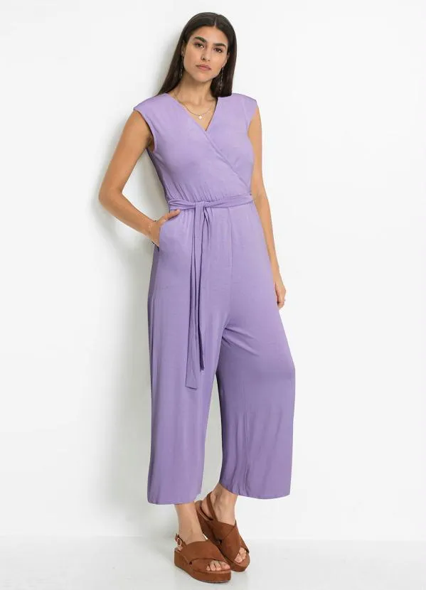 Queima Estoque - Macacão com Bolsos e Amarração Lilás 8