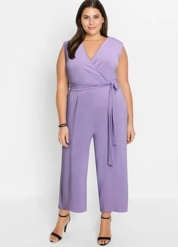 Queima Estoque - Macacão com Bolsos e Amarração Lilás 5