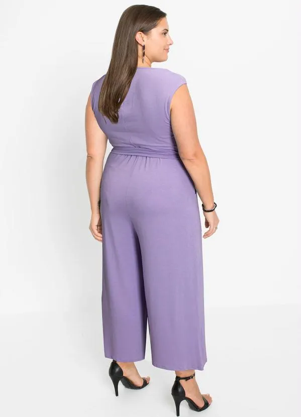 Queima Estoque - Macacão com Bolsos e Amarração Lilás 4