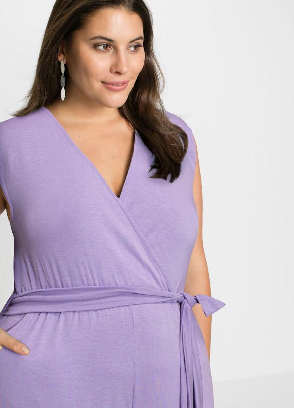 Outlet - Macacão com Bolsos e Amarração Lilás 6