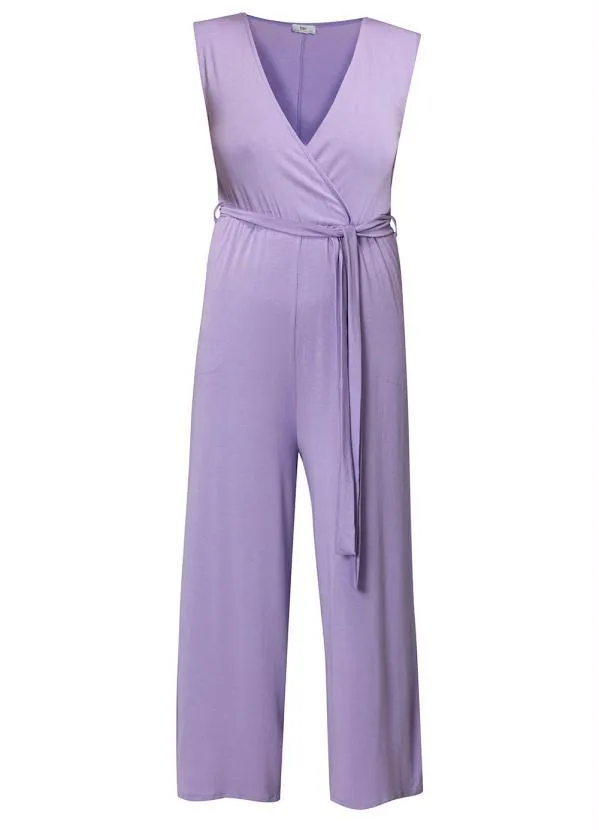 Queima Estoque - Macacão com Bolsos e Amarração Lilás 2