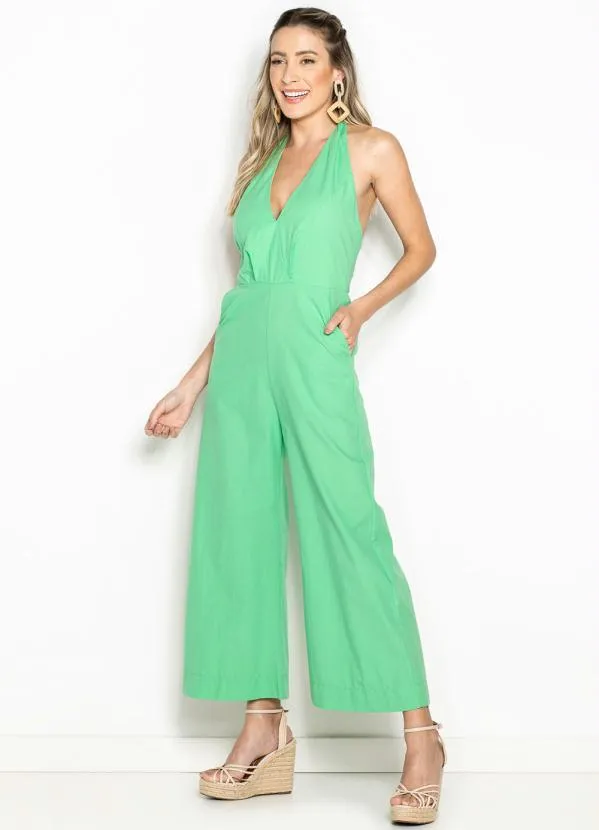 Maria Filó - Macacão de Tricoline Laço Costas Verde