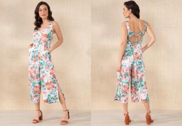 Macaco Floral Borrado com Ilhs nas Costas