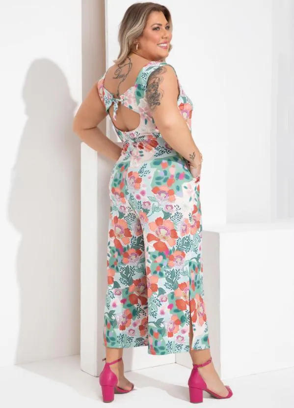 Queima Estoque - Macacão Floral Borrado com Ilhós nas Costas 2