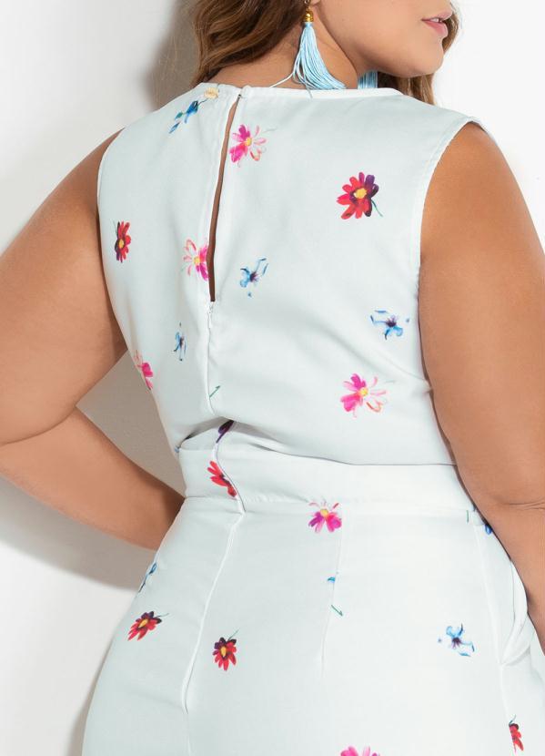 Quintess - Macacão Floral Pantacourt com Bolsos 8