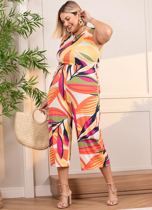 Quintess - Macacão Folhagem Color em Malha de Viscose 3