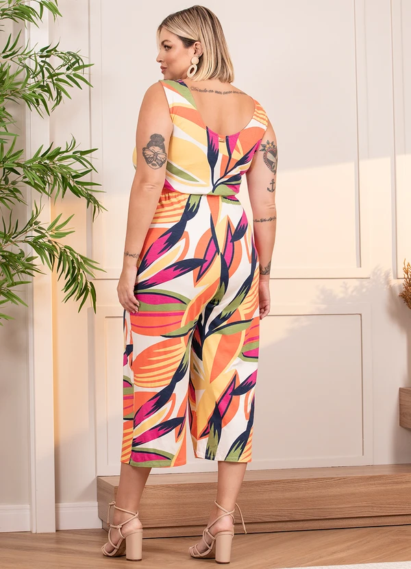 Quintess - Macacão Folhagem Color em Malha de Viscose 2