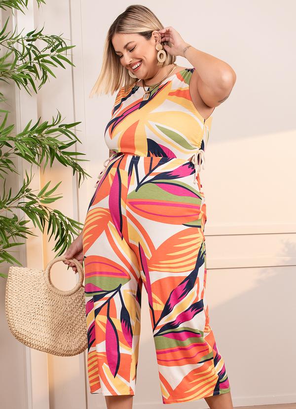 Quintess - Macacão Folhagem Color em Malha de Viscose 8