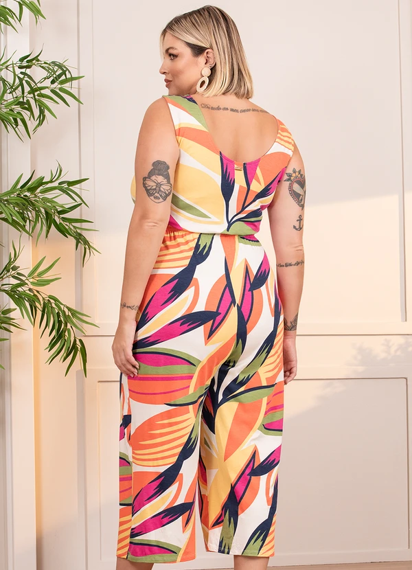 Quintess - Macacão Folhagem Color em Malha de Viscose 4