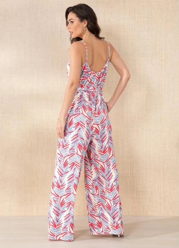 Queima Estoque - Macacão Folhagem de Alcinha com Faixa 2