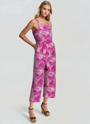 Macaco Folhagem Rosa em Linho