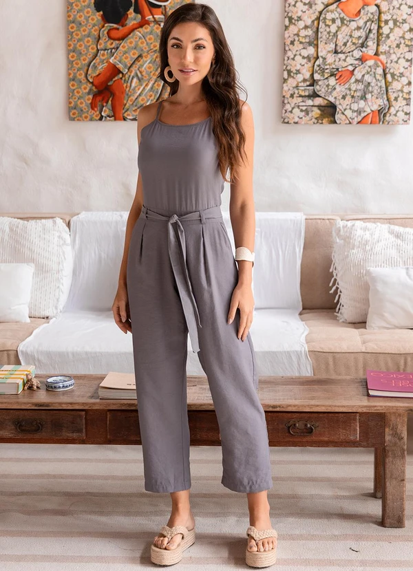 Quintess - Macacão Grafite em Alfaiataria