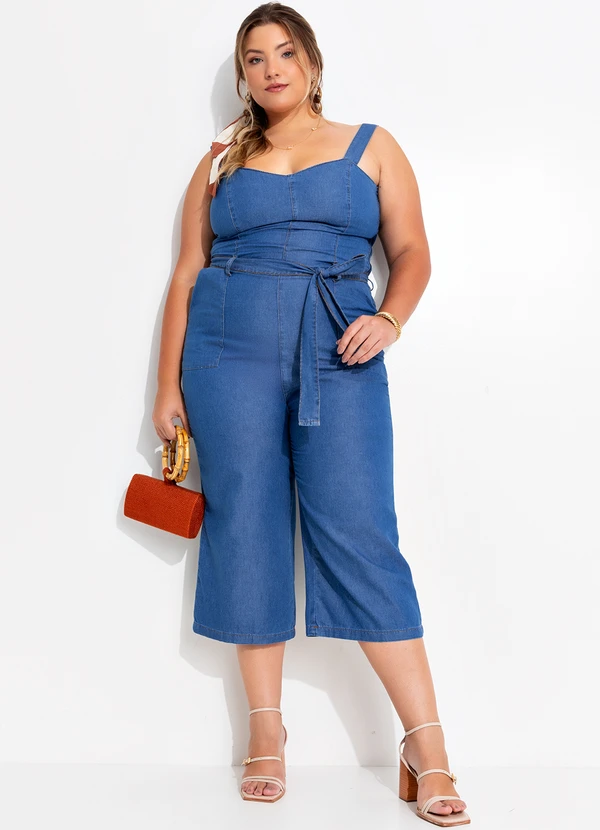 Quintess - Macacão Jeans Médio em Jeans 2