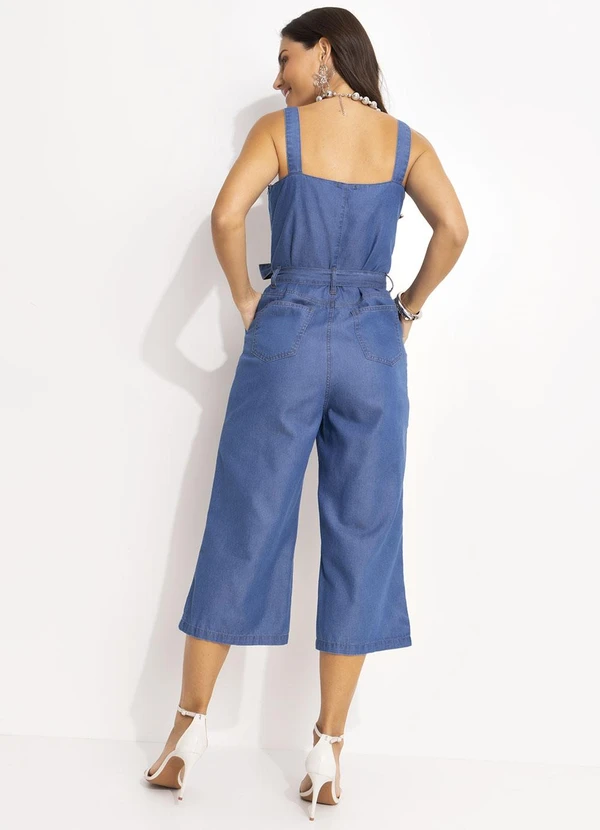 Quintess - Macacão Jeans Médio em Jeans 11