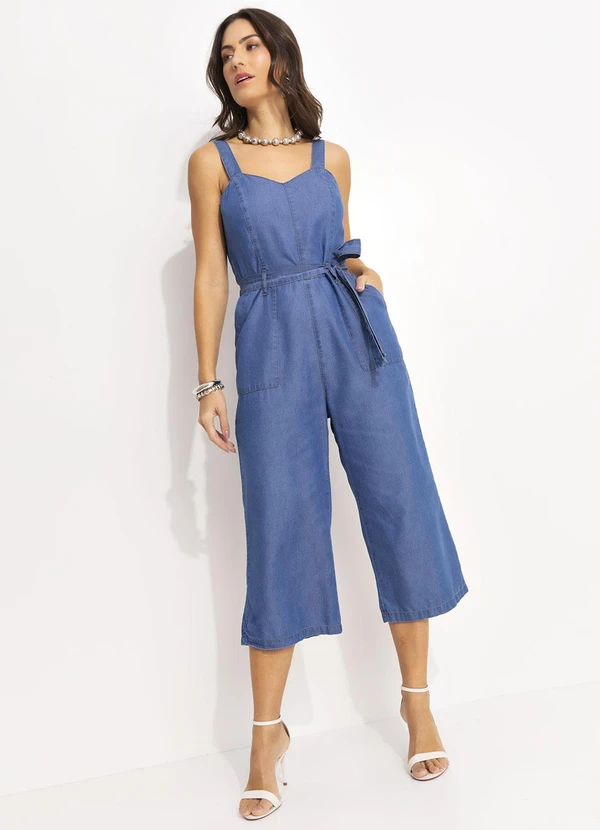 Quintess - Macacão Jeans Médio em Jeans 10