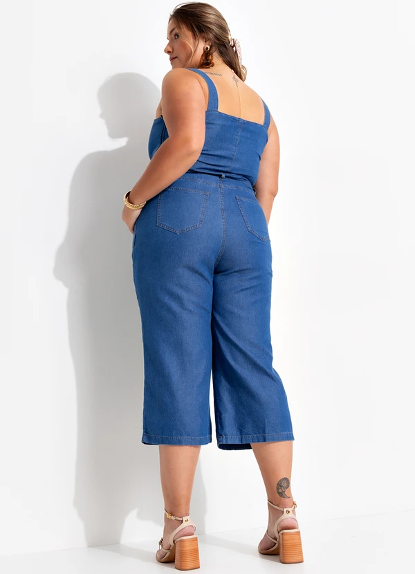 Quintess - Macacão Jeans Médio em Jeans 6