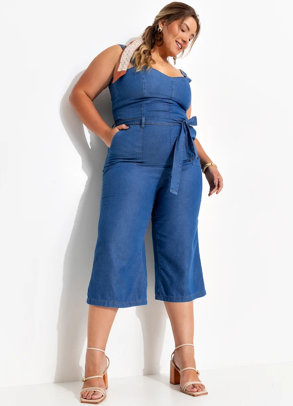 Quintess - Macacão Jeans Médio em Jeans 3