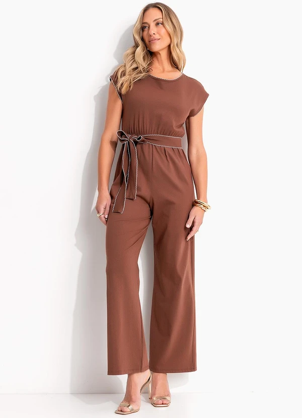 Quintess - Macacão Marrom em Malha de Algodão 3