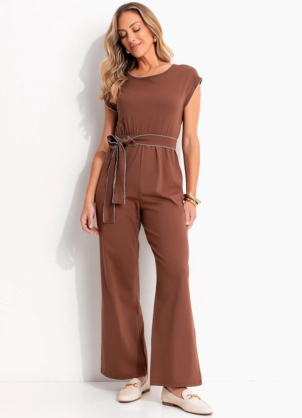 Quintess - Macacão Marrom em Malha de Algodão 5