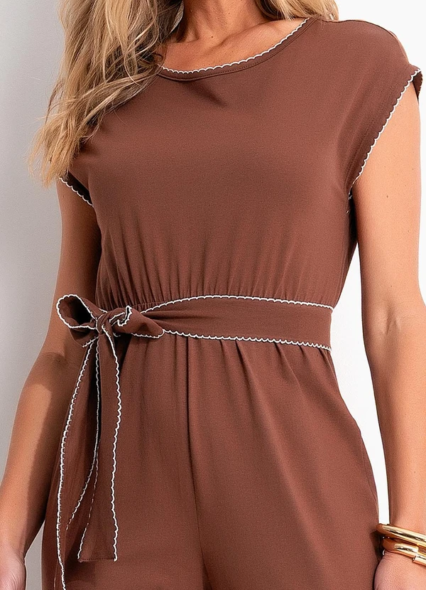 Quintess - Macacão Marrom em Malha de Algodão 6