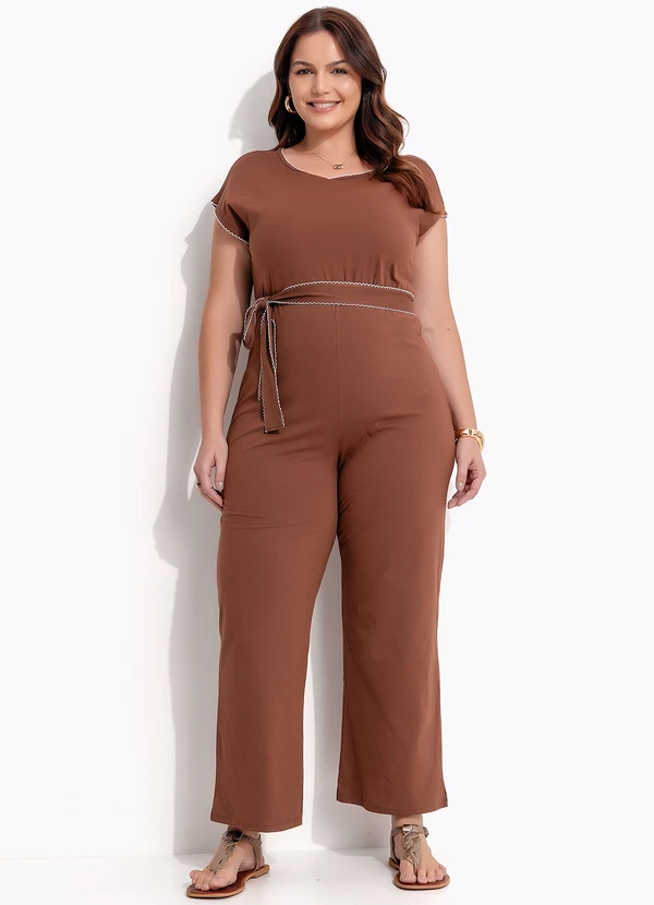 Quintess - Macacão Marrom em Malha de Algodão 7