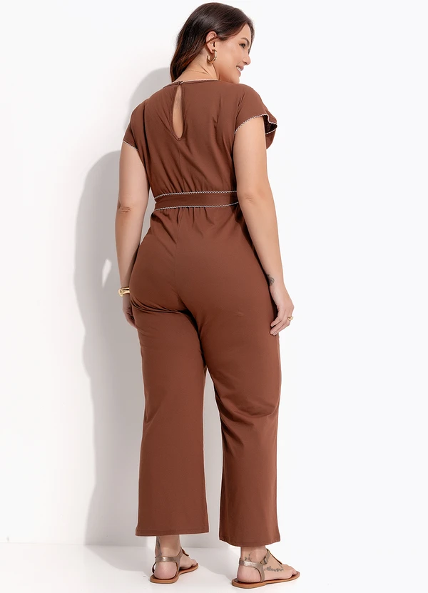 Quintess - Macacão Marrom em Malha de Algodão 8