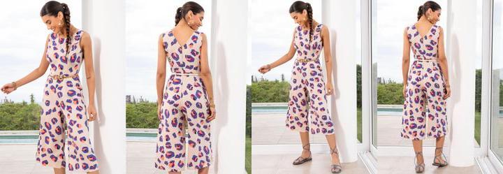 Macaco Ona Geomtrica em Crepe Plano