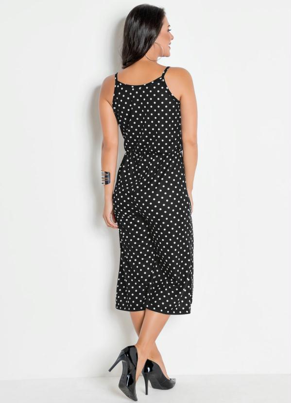 Outlet - Macacão Pantacourt com Decote Transpassado Poá 2