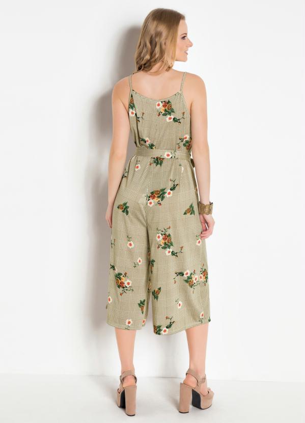 Outlet - Macacão Pantacourt com Faixa Xadrez e Floral 5