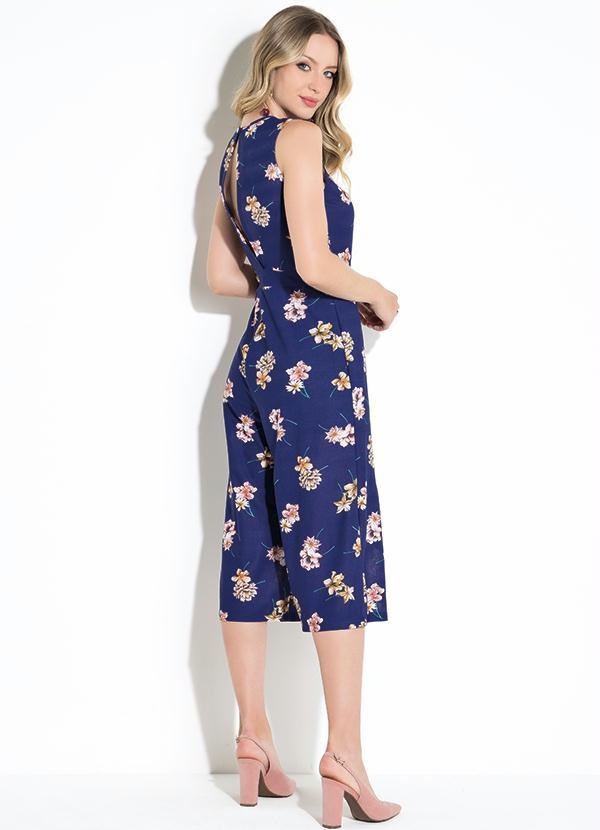 Quintess - Macacão Pantacourt Floral Azul sem Mangas 4