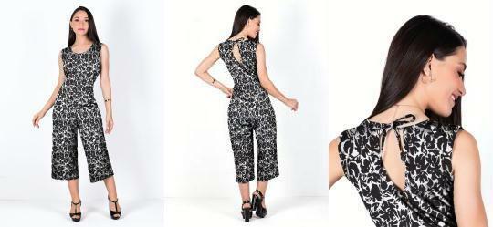 Macaco Pantacourt Floral com Amarrao Costas