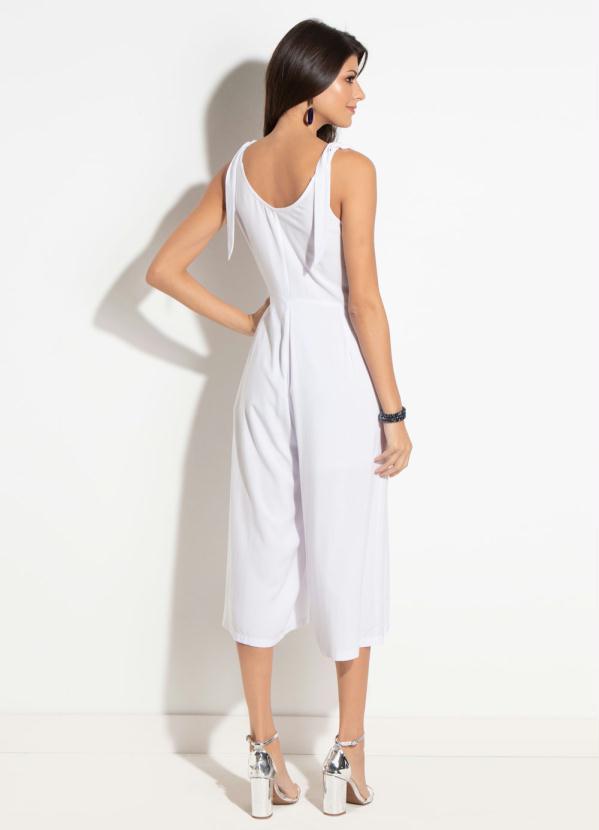 Quintess - Macacão Pantacourt Quintess Branco com Botões 2