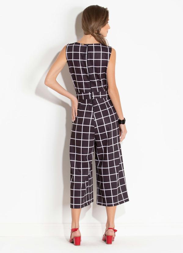 Quintess - Macacão Pantacourt Xadrez Xadrez Preto Quintess 3