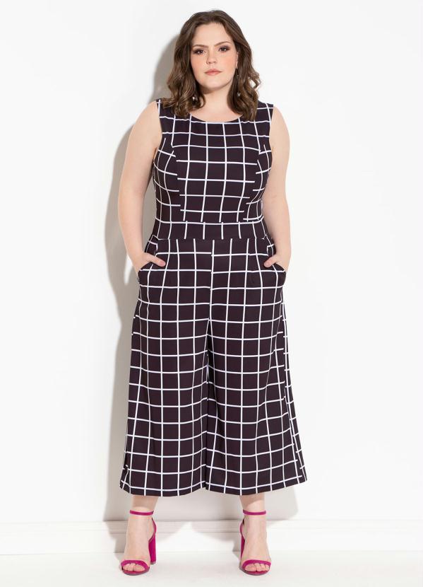 Quintess - Macacão Pantacourt Xadrez Xadrez Preto Quintess 6