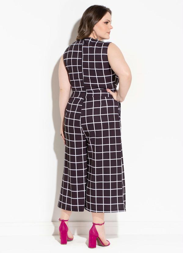 Quintess - Macacão Pantacourt Xadrez Xadrez Preto Quintess 7