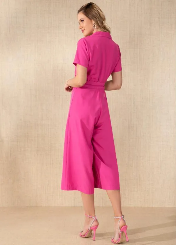 Quintess - Macacão Pink Decote Transpassado 2