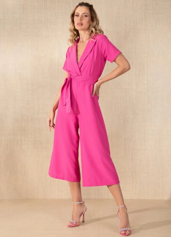 Quintess - Macacão Pink Decote Transpassado 3