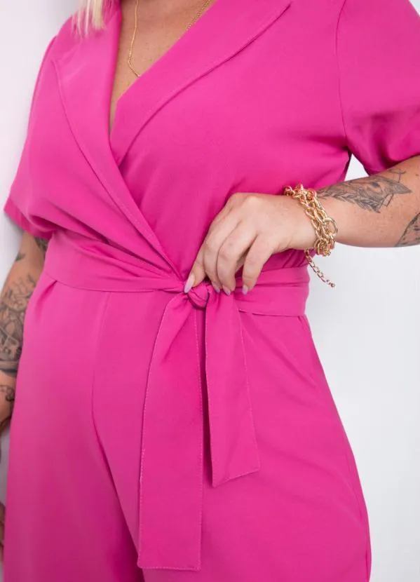 Quintess - Macacão Pink Decote Transpassado 5